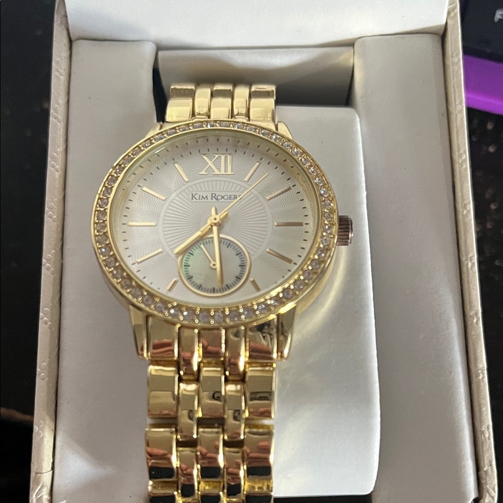 Kim Rogers Gold-Tone Watch with Crystal Details